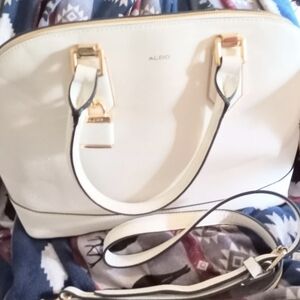 Aldo White and Gold Satchel Bag